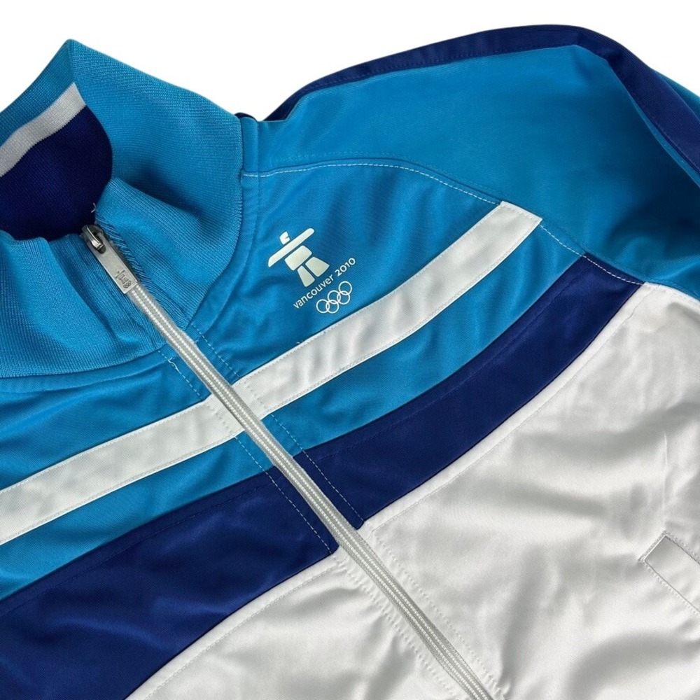 Vancouver 2010 Olympics Track Jacket Mens Medium Blue White Colorblock Polyester